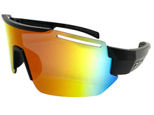 Oversized Sporty Wrap Around Cycling Fishing Biker SUNGLASSES Large Black Frame - Gold Lens 5204