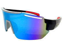 Oversized Sporty Wrap Around Cycling Fishing Biker SUNGLASSES Large Black Frame - Blue Lens 5204