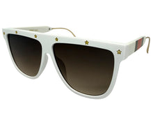 Oversized Classic Vintage Retro Style SUNGLASSES Large White & Gold Frame 30397