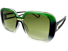 Oversized Exaggerated Vintage Retro Style SUNGLASSES Large Square Black & Green Frame 80960