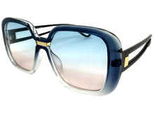 Oversized Exaggerated Vintage Retro Style SUNGLASSES Large Square Black & Blue Frame 80960