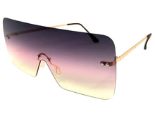 Oversized Exaggerated Modern Retro Shield Style SUNGLASSES Large Flat Purple & Pink Lens E0559