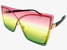 Oversized Trendy Bold Modern Retro Shield Style SUNGLASSES Large Flat Multicolor Lens E0443
