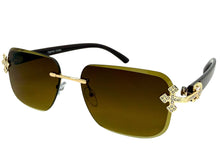 Classy Elegant Luxury Modern Hip Hop Style SUNGLASSES Rimless Gold Frame 7542
