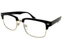 Classic Sophisticated Vintage Retro Style Clear Lens EYEGLASSES Square Black & Gold Frame 5450