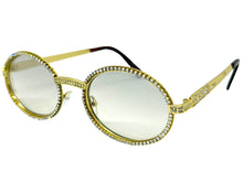 Classy Elegant Luxury Modern Hip Hop Style Bling SUNGLASSES Large Oval Gold Frame E0653