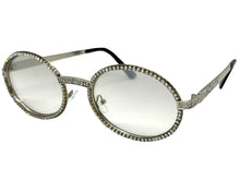 Classy Elegant Luxury Modern Hip Hop Style Bling SUNGLASSES Large Oval Silver Frame E0653