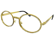 Classy Elegant Luxury Modern Hip Hop Style Bling EYEGLASSES Large Oval Gold Frame E0653