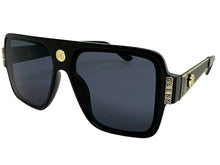 Classic Vintage Retro Luxury Hip Hop Rapper Style SUNGLASSES Large Black & Gold Frame 3078