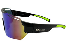 Oversized Sporty Wrap Around Cycling Fishing Biker SUNGLASSES Large Black Frame - Green & Blue Lens 5204