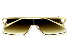 Oversized Futuristic Modern Retro Shield Style SUNGLASSES Large Gold Frame 96177