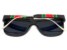 Oversized Classic Vintage Retro Style SUNGLASSES Large Black & Gold Frame 30397
