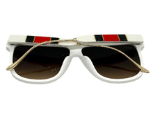 Oversized Classic Vintage Retro Style SUNGLASSES Large White & Gold Frame 30397