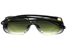 Oversized Exaggerated Vintage Retro Style SUNGLASSES Large Square Black & Green Frame 80960