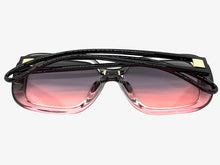 Oversized Exaggerated Vintage Retro Style SUNGLASSES Large Square Gray & Pink Frame 80960