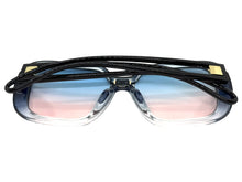 Oversized Exaggerated Vintage Retro Style SUNGLASSES Large Square Black & Blue Frame 80960