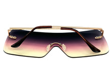 Oversized Exaggerated Modern Retro Shield Style SUNGLASSES Large Flat Purple & Pink Lens E0559