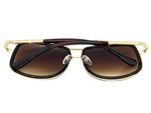Classic Modern Retro Luxury Designer Style SUNGLASSES Square Brown & Gold Frame 3077