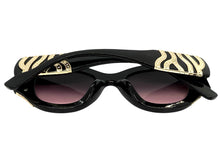 Exaggerated Classic Vintage Retro Cat Eye Style SUNGLASSES Thick Black & Gold Frame 9717