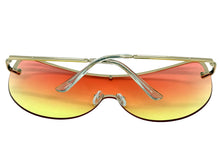 Oversized Exaggerated Modern Retro Shield Style SUNGLASSES X-Large Gold Frame - Orange & Yellow Lens 4603