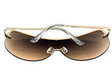 Oversized Exaggerated Modern Retro Shield Style SUNGLASSES X-Large Gold Frame - Smoke Lens 4603
