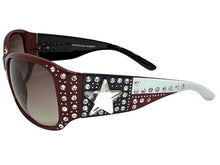 Classy Elegant Western Cowgirl Style Montana West SUNGLASSES Maroon Frame - Bling Texas Flag SGS-TX03