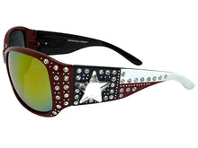 Classy Elegant Western Cowgirl Style Montana West SUNGLASSES Maroon Frame - Bling Texas Flag SGS-TX03