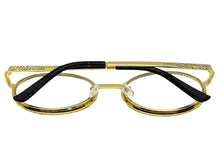 Classy Elegant Luxury Modern Hip Hop Style Bling EYEGLASSES Large Oval Gold Frame E0653