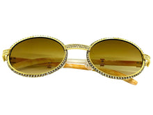 Classy Elegant Luxury Modern Hip Hop Style Bling SUNGLASSES Large Oval Gold & Marble Frame E0651