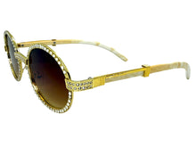 Classy Elegant Luxury Modern Hip Hop Style Bling SUNGLASSES Large Oval Gold & Marble Frame E0652