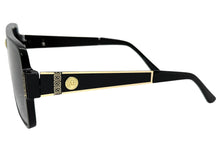 Classic Vintage Retro Luxury Hip Hop Rapper Style SUNGLASSES Large Black & Gold Frame 3078
