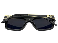 Classic Vintage Retro Luxury Hip Hop Rapper Style SUNGLASSES Large Black & Gold Frame 3078