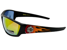 Motorcycle Riding Biker Sporty Wrap Around Choppers SUNGLASSES Safety Eyewear - Orange Flames 6763