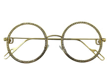 Classy Elegant Luxury Modern Hip Hop Style Bling EYEGLASSES Large Round Gold Frame E0654