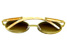 Classy Elegant Luxury Modern Hip Hop Style Bling SUNGLASSES Large Oval Gold & Marble Frame E0651