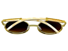 Classy Elegant Luxury Modern Hip Hop Style Bling SUNGLASSES Large Oval Gold & Marble Frame E0652