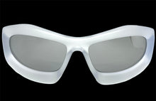 Oversized Modern Futuristic Biker Sporty Wrap SUNGLASSES Thick Clear Frosted Frame 80621