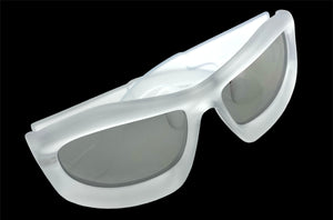 Oversized Modern Futuristic Biker Sporty Wrap SUNGLASSES Thick Clear Frosted Frame 80621