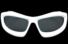 Oversized Modern Futuristic Biker Sporty Wrap SUNGLASSES Thick White Frame 80621