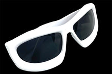 Oversized Modern Futuristic Biker Sporty Wrap SUNGLASSES Thick White Frame 80621