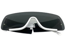 Oversized Modern Retro Shield Wrap Style SUNGLASSES Large White Frame 80627