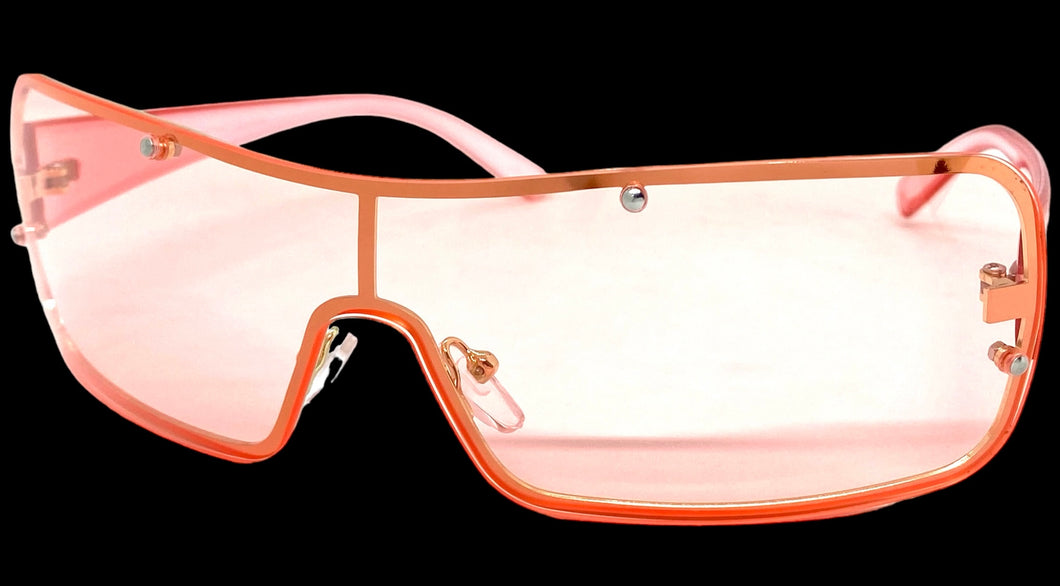 Classic Modern Retro Shield Wrap Style SUNGLASSES Sleek Pink Frame 5276