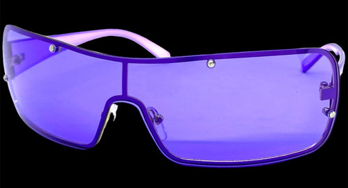 Classic Modern Retro Shield Wrap Style SUNGLASSES Sleek Purple Frame 5276