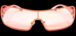 Classic Modern Retro Shield Wrap Style SUNGLASSES Sleek Pink Frame 5276