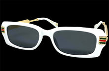 Classic Modern Retro Luxury Designer Style SUNGLASSES White & Gold Frame 30618