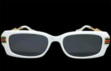 Classic Modern Retro Luxury Designer Style SUNGLASSES White & Gold Frame 30618