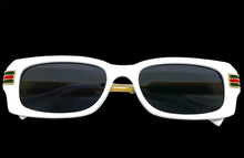 Classic Modern Retro Luxury Designer Style SUNGLASSES White & Gold Frame 30618