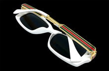 Classic Modern Retro Luxury Designer Style SUNGLASSES White & Gold Frame 30618