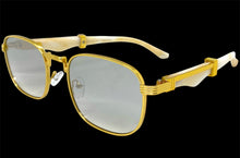 Classy Elegant Luxury Retro Hip Hop Style SUNGLASSES Large Gold & Marble Frame 5262