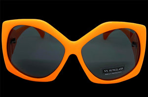 Oversized Vintage Retro Style SUNGLASSES Huge Orange Frame 9862